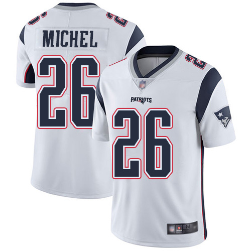 New England Patriots Football #26 Vapor Untouchable Limited White Men Sony Michel Road NFL Jersey